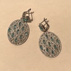 Genuine Aquamarine set in sterling silver earrings. Special occasion & wedding.